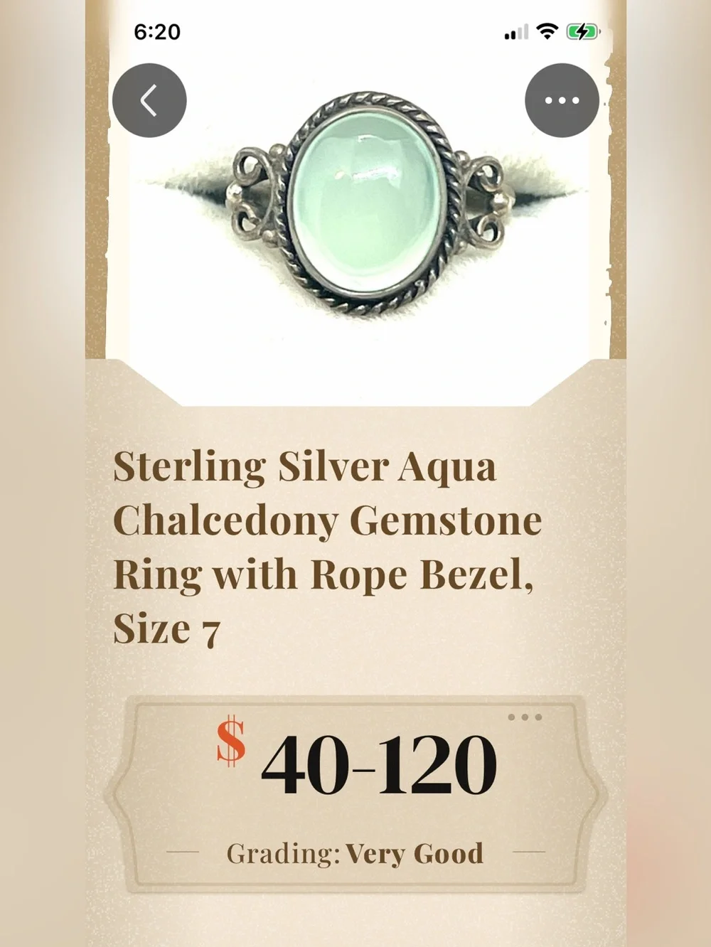 Sweet Sterling Greenstone ring size 7